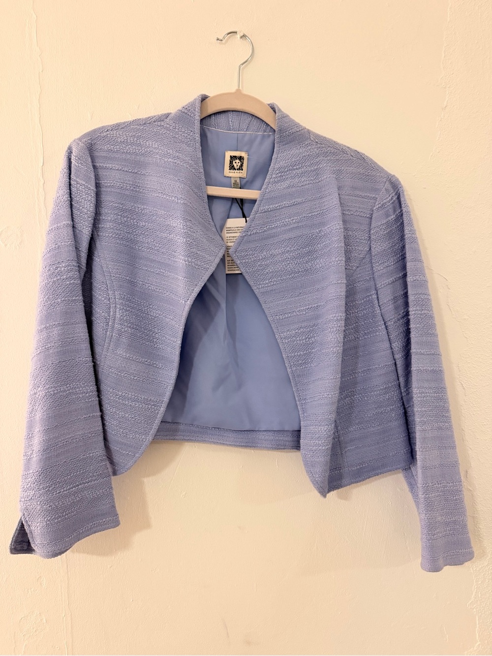 Anne Klein Light Lavender Cropped Open-Front Blazer